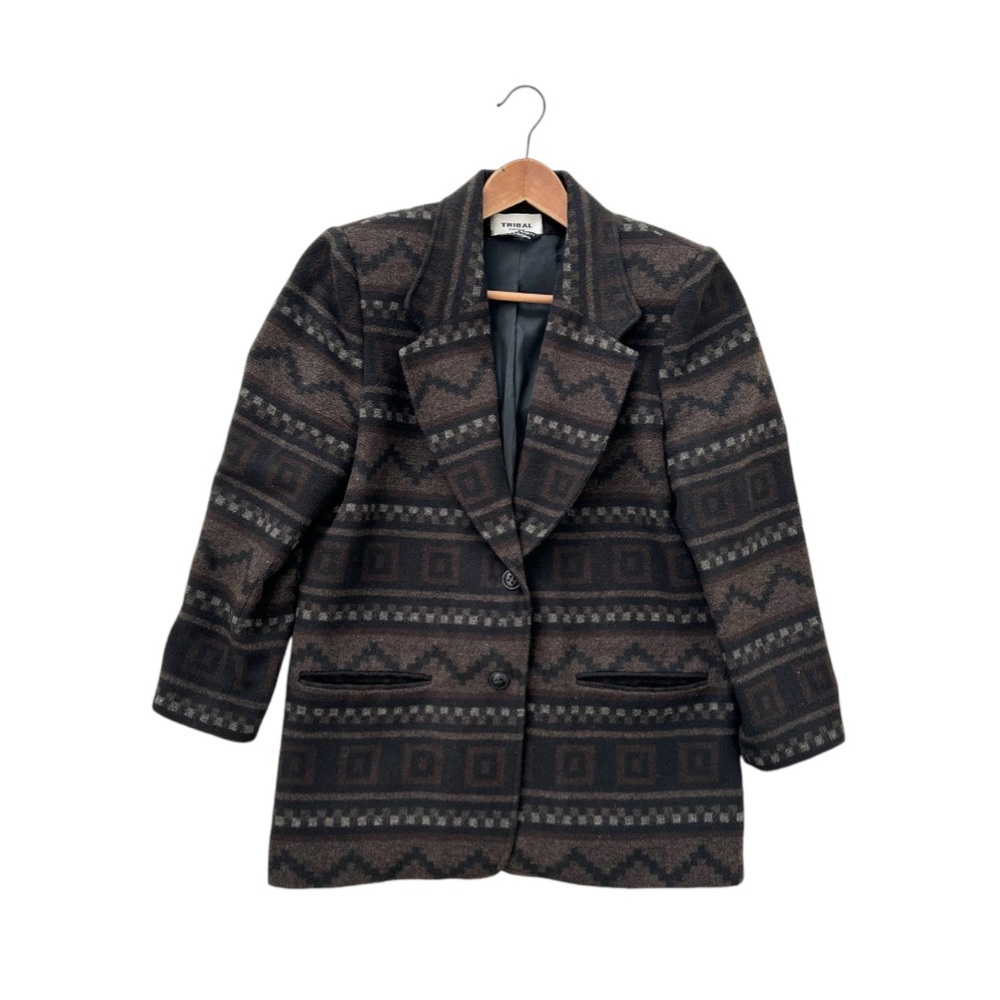Tribal Wool Blend Southwest Aztec Blazer Jacket